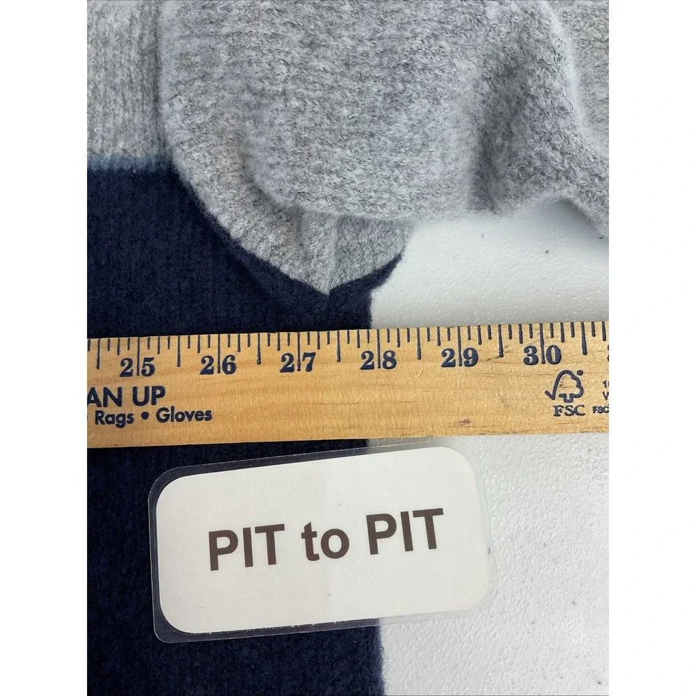 GRIZAS Oversized Boxy Lagenlook colorblock Blue Gray wool‎ blend Sweater size LG